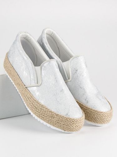 SREBRNE ESPADRYLE NA PLATFORMIE Rozmiar - 38 na Arena.pl