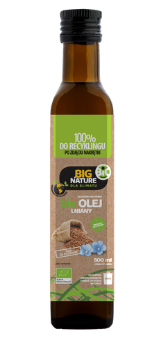 Olej lniany tłoczony na zimno BIO 500ml - BIG NATURE na Arena.pl