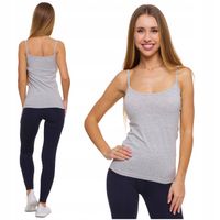 TOP DAMSKI Dopasowany Koszulka Gładka Bez Rękawów Podkoszulka MORAJ S