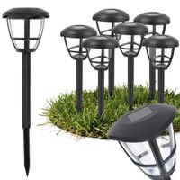 6 x Lampa solarna 34cm LED ZESTAW do ogrodu WBIJANA OGRODOWA czujnik CZARNA