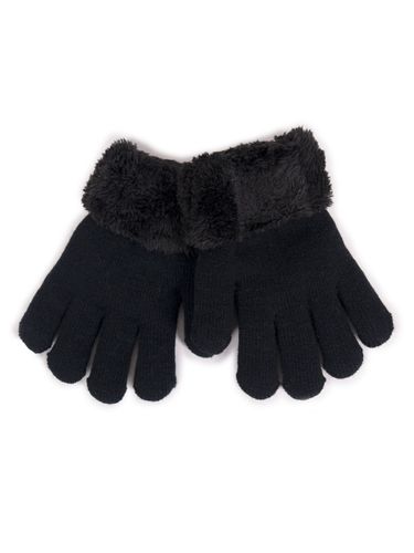 Rękawiczki dziewczęce dwuwarstwowe pięciopalczaste czarne 16 YOCLUB na Arena.pl