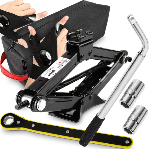 Klucz Teleskopowy Do Kół Podnośnik Lewarek Trapez Rękawiczki Z Latarką LED na Arena.pl