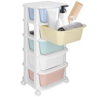 Regał mobilny z 5 szufladami szafka na kółkach na zabawki pastelowa