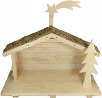 Szopka bożonarodzeniowa duża drewniana 67x60x30 figurki wysokie stajenka