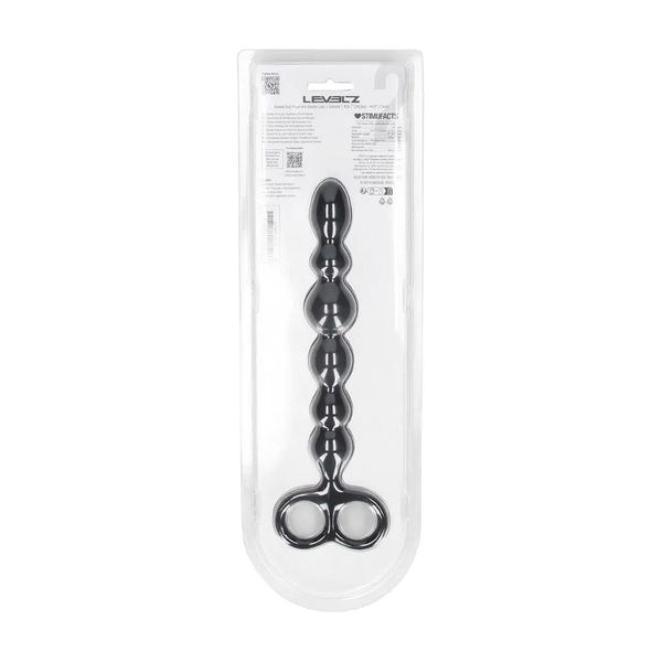 Beaded Silicone Anal Probe With Double Loop - Black zdjęcie 3