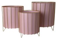 Kpl. 3 kwietników metalowych różowych na złotym stelażu