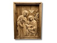 Płaskorzeźba Święta Rodzina III Drewniany Obraz Prezent na Ślub Rocznicę 40