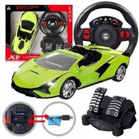 Duży samochód zdalnie sterowany 1:16 z kierownicą i pedałami gazu światła