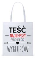 Dla Teścia Taty Prezent Torba Eco Biała Shopper Z Nadrukiem Ze Zdjęciem