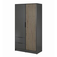 Grafitowa szafa Nelly 2D z szufladami lamele