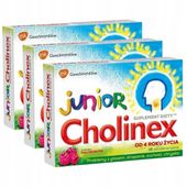 3x CHOLINEX JUNIOR na chrypkę kaszel 16 past. do ssania o smaku malinowym