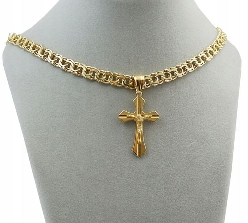 ZŁOTY PEŁNY ŁAŃCUSZEK MĘSKI GARIBALDI Z KRZYŻYKIEM PR 925 585 GRAWER GRATIS na Arena.pl