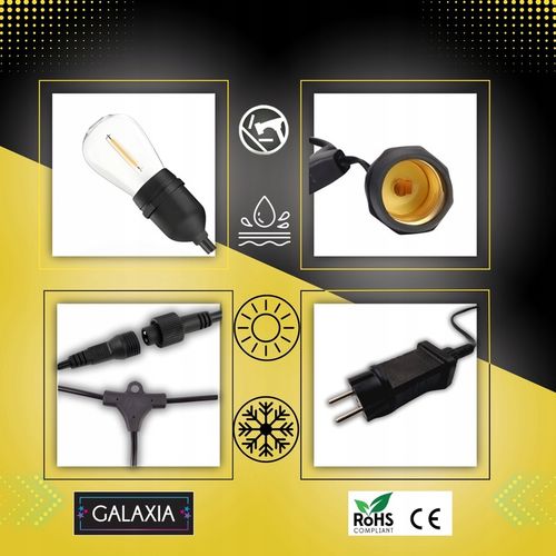 GIRLANDA ŚWIETLNA OGRODOWA 20m Żarówki 20 LED Zewnętrzna Lampki na Arena.pl