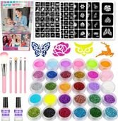 ZESTAW DO ROBIENIA TATUAŻY BROKATOWYCH SZABLONY ZMYWALNE BROKATY DLA