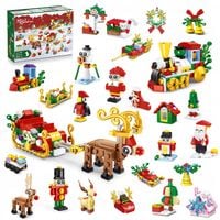 KALENDARZ ADWENTOWY DLA DZIECI KLOCKI ŚWIĄTECZNE 50w1 MIKOLAJ FIGURKA 609el