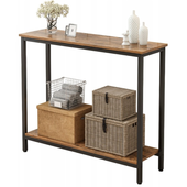 Rustykalna konsola 100 cm szafka loft metalowy stelaż brązowy blat regał