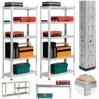 Regał metalowy do garażu piwnicy magazynowy zestaw 2 sz. 70x30x154 srebrny