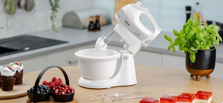 MIKSER RĘCZNY ZHM 2459S Z MISĄ 700W BIAŁY 4 KOŃCÓWKI ROBOT KUCHENNY zdjęcie 3