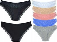 Majtki figi damskie KORONKOWE bawełniane M 6-pak