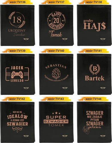 Portfel męski skórzany czarny GRAWEROWANY prezent dla kierowcy twój napis na Arena.pl