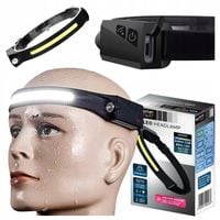 LATARKA CZOŁOWA czołówka LED REFLEKTOR NA GŁOWĘ COB czujnik ruchu