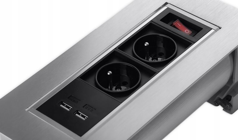 Gniazdo obrotowe wpuszczane do biurka blatu mediaport 230v SPS-O24S zdjęcie 2