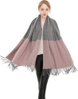 Szalik damski Szal chusta z frędzlami STORY OF SHANGHAI szaro-różowy 195x70