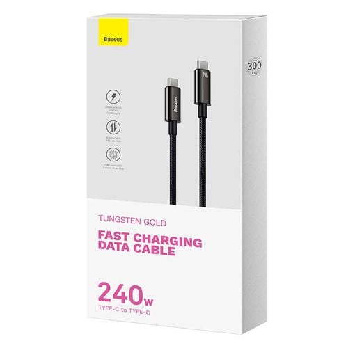 kabel usb-c do usb-c baseus tungsten gold 240w 3m (czarny) na Arena.pl