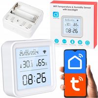 Termometr Czujnik Temperatury Wilgotności i Zegar TUYA SMART LIFE WIFI LCD