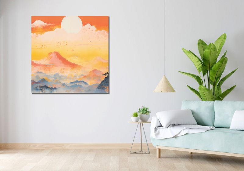 Obraz 100x100cm Świt nad Krainą Ciszych Gór zdjęcie 2