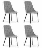 Krzesło welurowe tapicerowane j. szary zestaw 4 Imola do kuchni jadalni