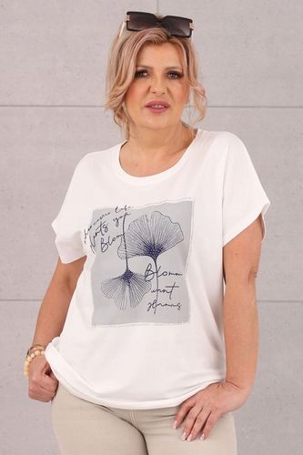 BLUZKA BAWEŁNIANA Z KRÓTKIM RĘKAWEM DUŻE ROZMIARY NA LATO Z NADRUKIEM LUŹNA na Arena.pl