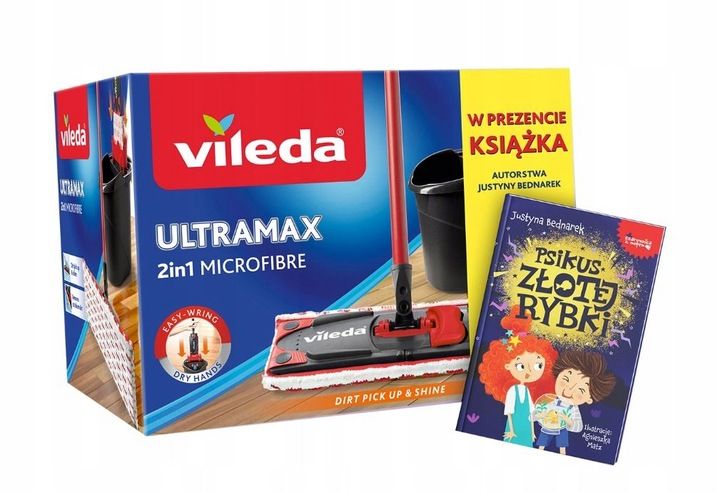Vileda mop ULTRAMAX mop płaski wiadro ZESTAW BOX + GRATIS zdjęcie 1