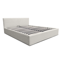 Łóżko tapicerowane 140x200 Cordo ze stelażem i zagłówkiem kremowe