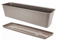 Skrzynka balkonowa doniczka prostokątna podłużna z podstawką 60cm karmelowa