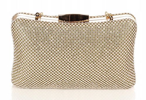 Efektowna błyszcząca Kopertówka PUZDERKO Złota na łańcuszku 738 na Arena.pl