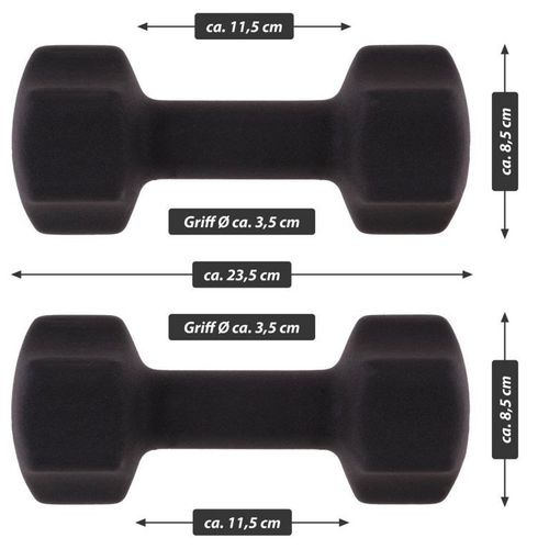 MAXXIVA Zestaw hantli z pokrowcem neoprenowym 2 x 5 kg, czar na Arena.pl