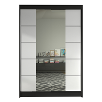 Szafa przesuwna Lino V z lustrem 120cm garderoba - CZARNY/BIAŁY