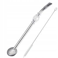 Bombilla do Yerba Mate z Białym Kamieniem 21cm + Czyścik