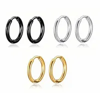 KOLCZYKI KÓŁKA 3 pary 8 mm ZŁOTE,SREBRNE,CZARNE STAL CHIRURGICZNA