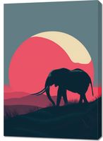 Obraz 70x100cm Słoń przy Czerwieni
