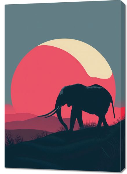 Obraz 70x100cm Słoń przy Czerwieni zdjęcie 1