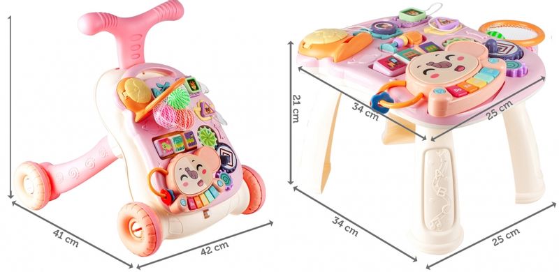 Chodzik Pchacz Stolik Edukcyjny Panel Pianinko 5w1 Różowy zdjęcie 14