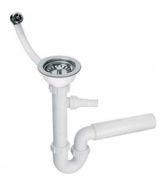SYFON ODPŁYW ZLEWOZMYWAKOWY ZLEWU JEDNOKOMOROWY Z PRZELEWEM 3,5"x50mm SITKO