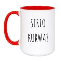 KUBEK "SERIO KURWA?" Wzór - Duży Biało-Czerwony 450 ml