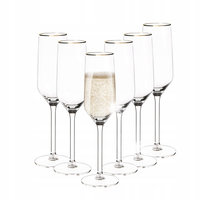 Kieliszki do szampana Altom Design Rubin GOLD ze złotym paskiem 220ml 6szt.