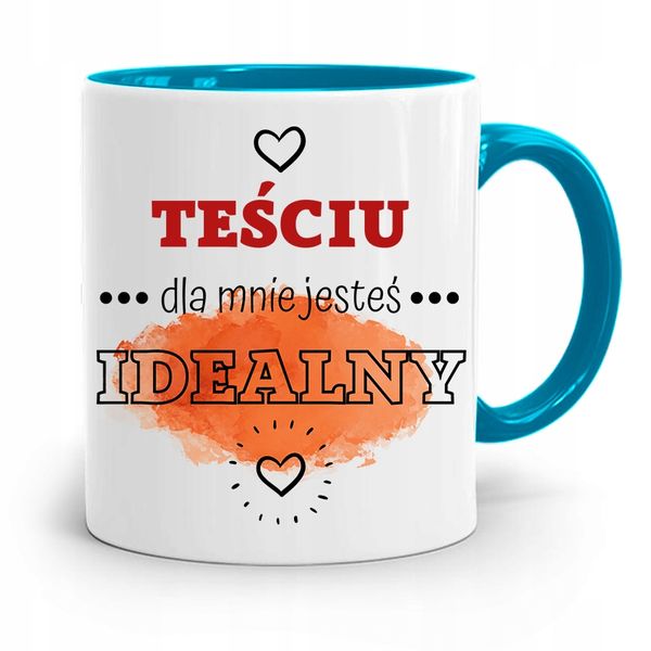 Kubek Błękitny Dla Teścia Dla Mnie Jesteś Idealny Z Nadrukiem Ze Zdjęciem zdjęcie 1