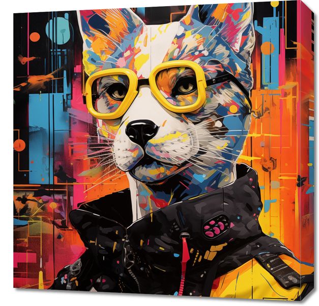Obraz 60x60cm Kot w Miejskim Stylu zdjęcie 1