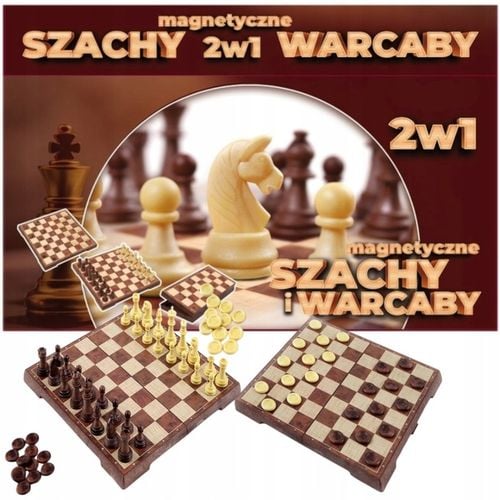 Szachy Warcaby MAGNETYCZNE Drewniane KLASYCZNE Duże 2 w 1 SKŁADANE na Arena.pl