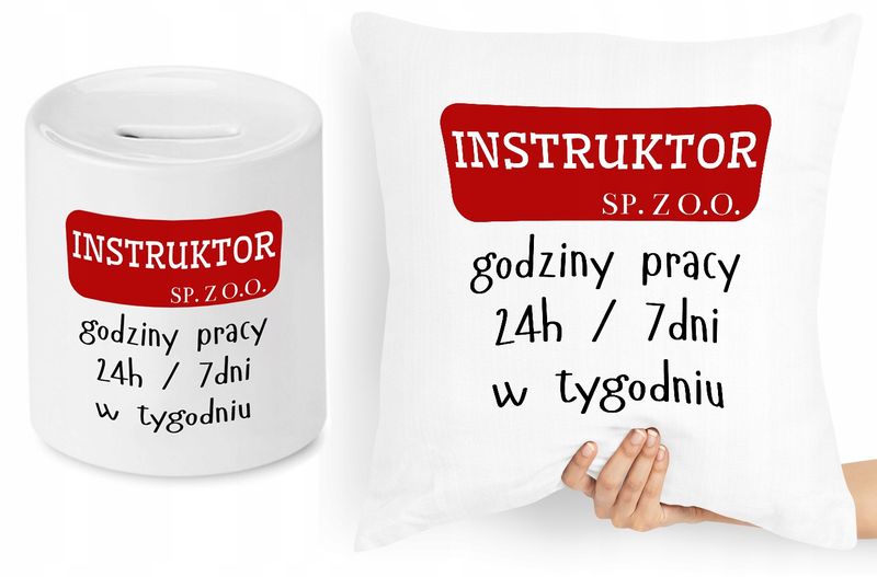 Dla Instruktora Zestaw Poduszka + Skarbonka Z Nadrukiem Ze Zdjęciem zdjęcie 1